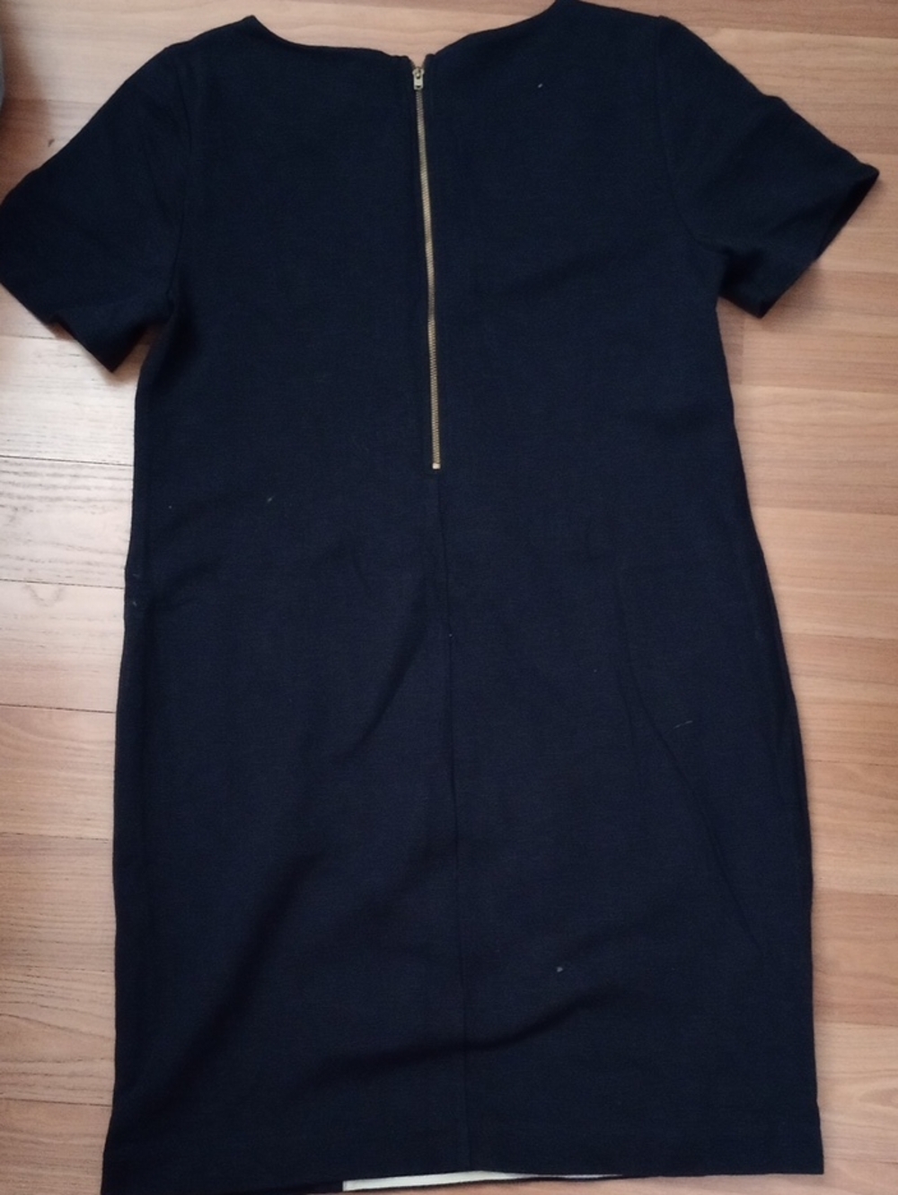 J. Crew Navy and White Striped Center Panel Short Sleeve Dress - Picture 2 of 3